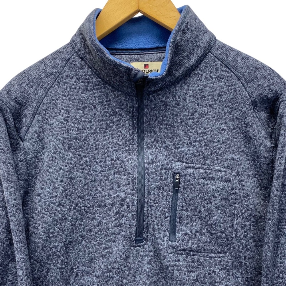 Woolrich Quarter Zip Fleece Pullover Mens XL Gray Heathered Sweater Knit Jacket